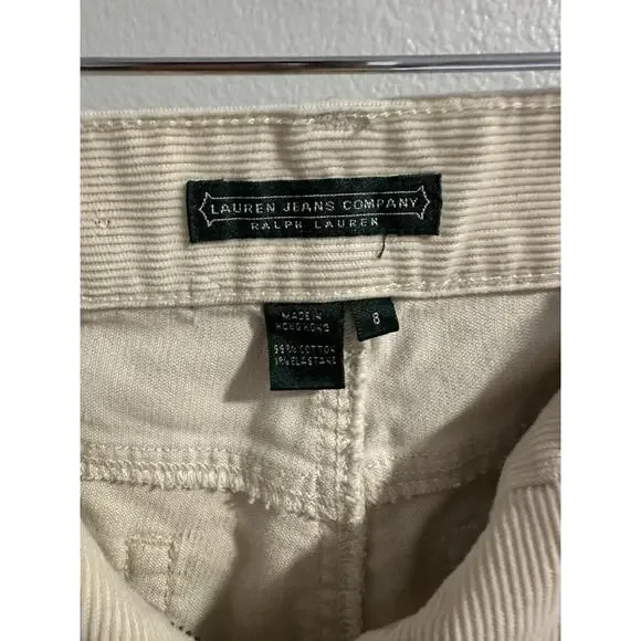 Lauren Jeans Co Ralph Lauren Cream Corduroy Pants Women's Sz 8 Bootcut Academia - Picture 11 of 11